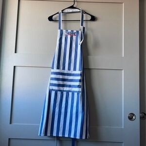 Paris Bistro Blue White Stripe Chef Apron French Design Gourmand Kitchen Wear